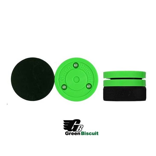 Green Biscuit training puck for ice hockey, hockey puck asphalt